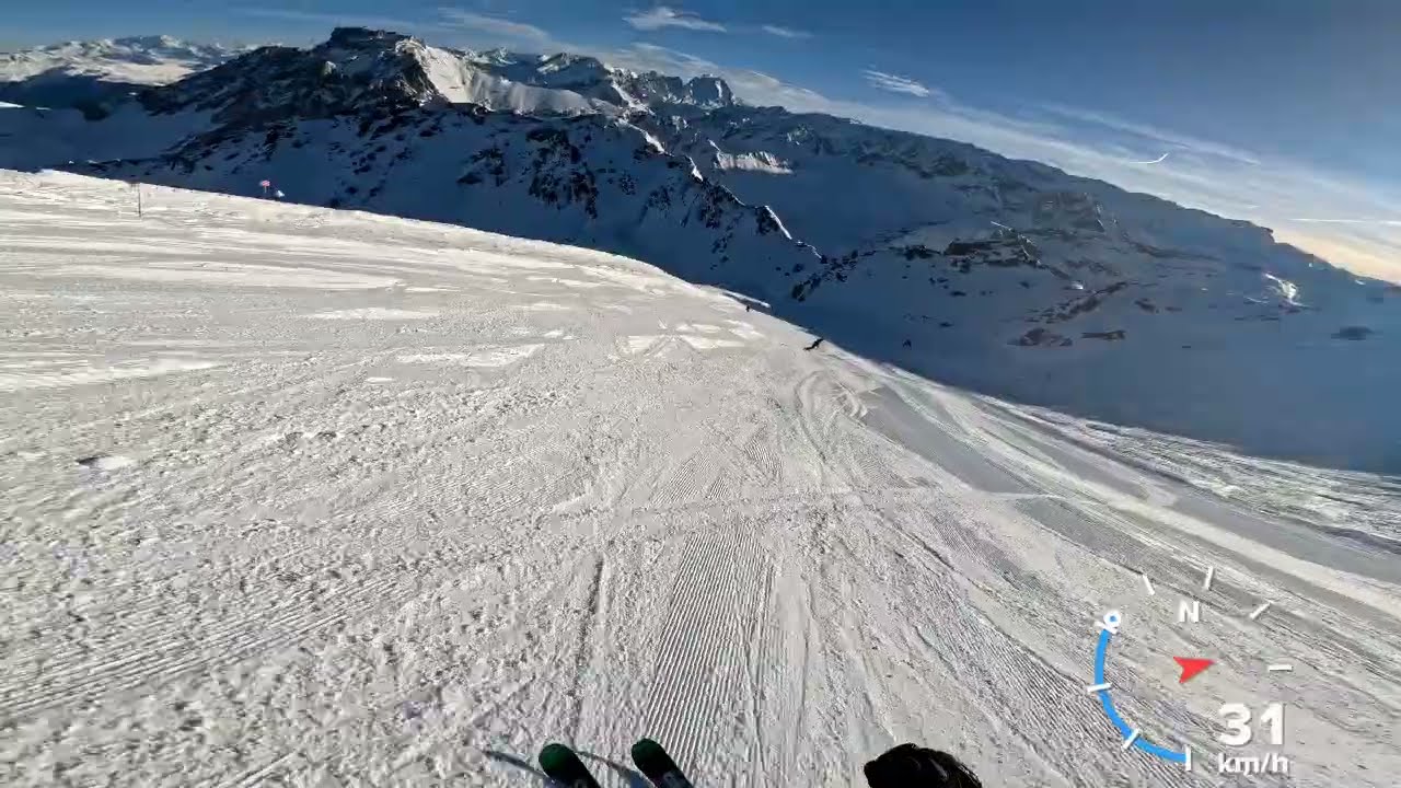 [2.7K] POV Skiing 6.2km Red Piste Combe du Vallon | Mont Vallon to Méribel Mottaret, Les 3 Vallées
