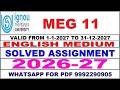 MEG 11 solved assignment 2026-27 in English || meg 11 solved assignment 2027 || meg11 2026-27