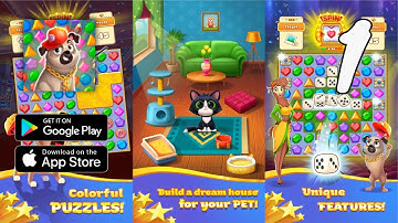 Super Pug Story Match 3 puzzle Gameplay Walkthrough Part 1 - Level 1 ~ 12 (Android, IOS)