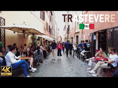 Trastevere Neighborhood Walking Tour 2022 ROME , ITALY - 4K/60 FPS Ultra Hd