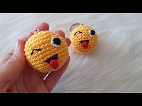 4 Renkle Yok Böyle Tatlılık ✅️ Örmesi Çok Kolay ✅️ Amigurumi Emoji Anahtarlık ✅️ Örgü Anahtarlık