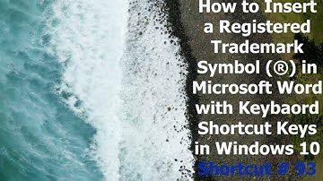 How to Insert Registered Trademark Symbol ® with Keyboard | Microsoft Word Keyboard Shortcuts