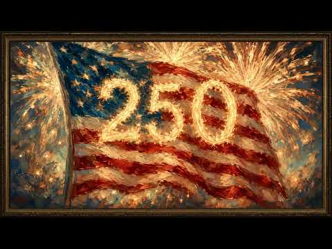 Celebrating America 250 Years | Framed Patriotic TV Art | Independence Day Display | 4th of July Art