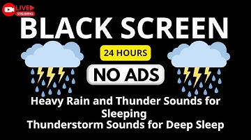 🔴 Heavy Rain and Thunder Sounds for Sleep - Black Screen | Fast & Deep Sleep - No Ads