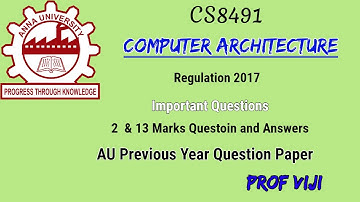Important Questions for Computer Architecture | CS8491 |Anna University| Dept. of CSE | Apr/May 2022