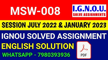 MSW-08 Solved Assignment 2023-24 English, MSW-08 Solved Assignment 23-24, MSW 8 Assignment