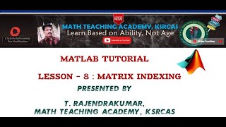 MatLab Lesson 8 Matrix indexing