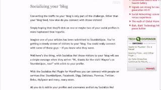 Wordpress SEO - part 20 - The "Socialize Me" Plugin