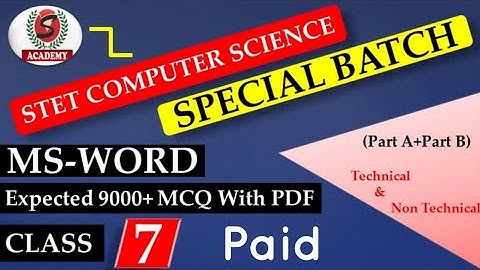 Class 7 (STET Computer Science Special Batch) ll Expected 9000+MCQ II Stet CS Special Batch,Join Now