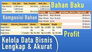Excel: Stok, Komposisi dan Biaya Bahan Baku, serta Profit Bisnis UMKM Otomatis, Lengkap dan Akurat