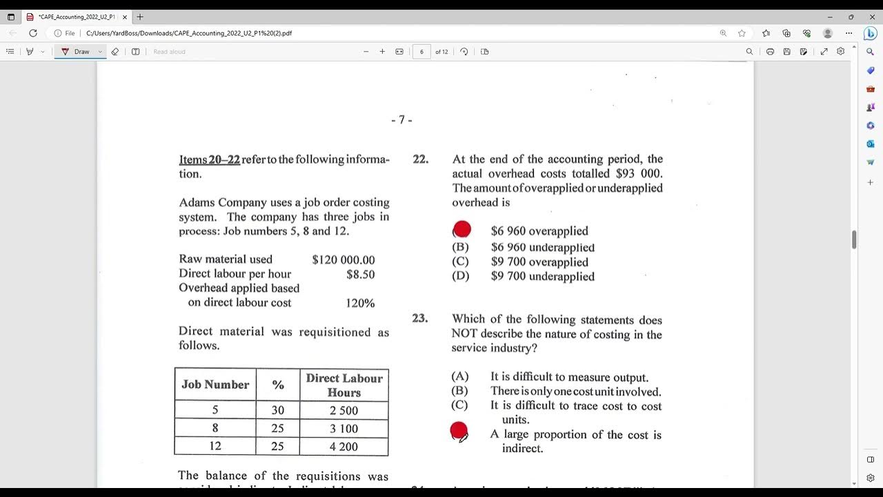 Cape Accounting Unit 2 Paper 1 2022 Solutions YouTube