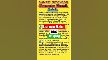 Character sketch of Saheb | Lost Spring | Class 12th | #shortsfeed #ytshorts #viral #shorts