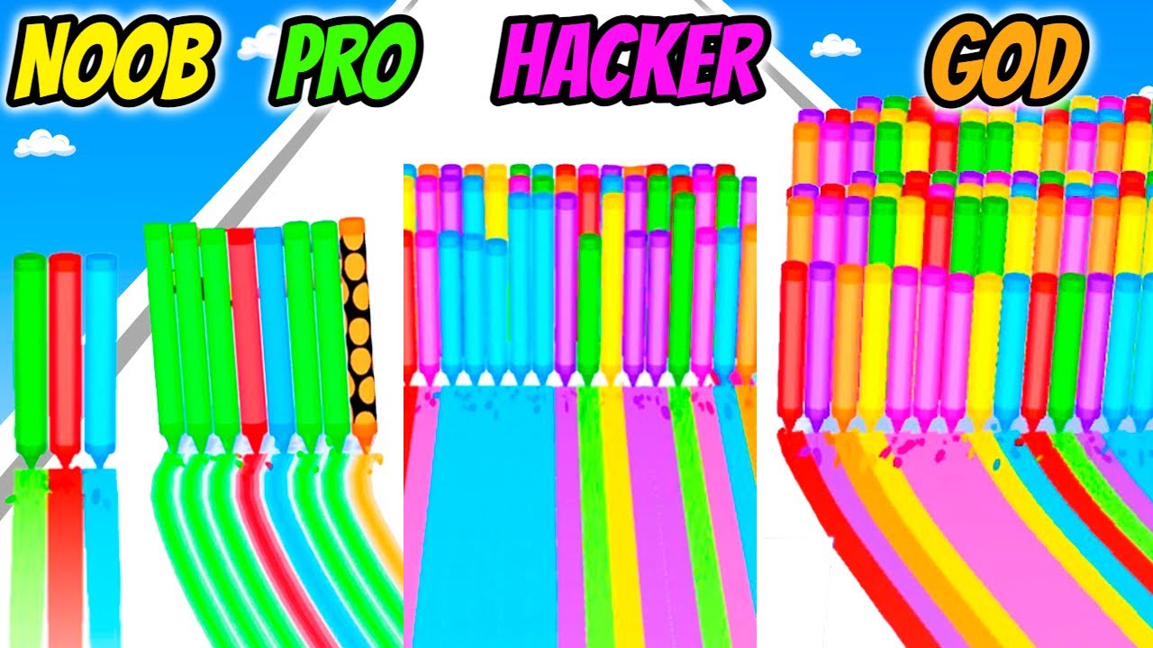 Pencil Rush 3D - NOOB vs PRO vs HACKER vs GOD