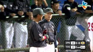 20131108 中日經典棒球賽 中華戰士VS日本武士 6上 中田翔正面強襲的不規則彈跳球 李杜軒欄截失敗 日本來到得分大門口！