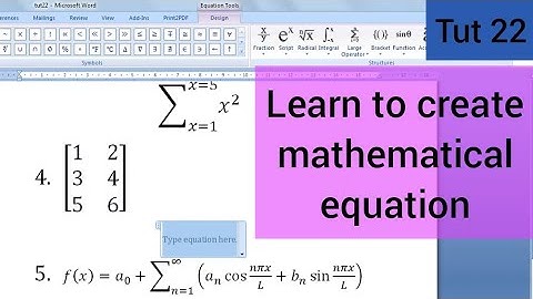 #22 MS Word - Insert Mathematical Equation | Symbol | Linear equation | Professional equation |hindi