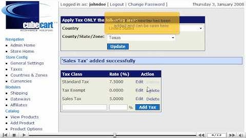 Configure sales tax in CubeCart by VodaHost web hosting