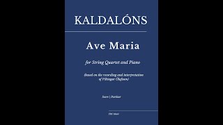 Kaldalóns: Ave Maria for String Quartet and Piano, as played by Víkingur Ólafsson (FULL SCORE)