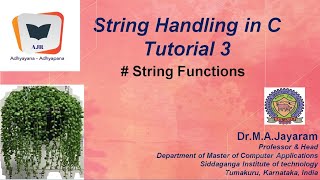 Strings in C Tutorial 3 || Dr.M.A.Jayaram