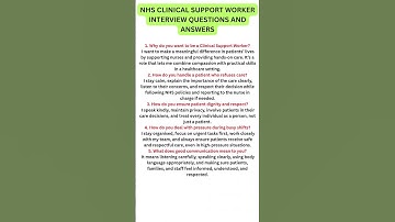 NHS Clinical support worker interview questions and answers  #supportworker #jobinterview #interview