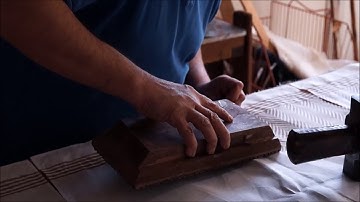Block printing towels with chevron design