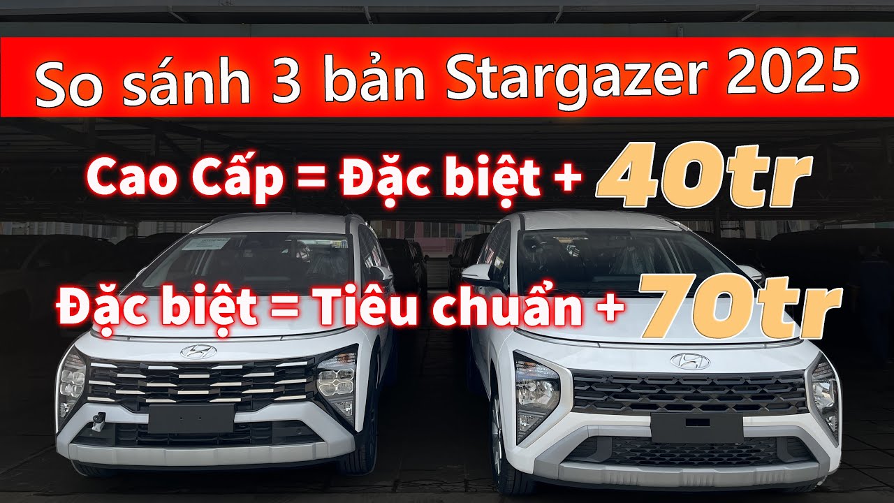 So sánh chi tiết 3 phiên bản Hyundai Stargazer X 2025, Tiêu chuẩn-Đặc Biệt -Cao cấp