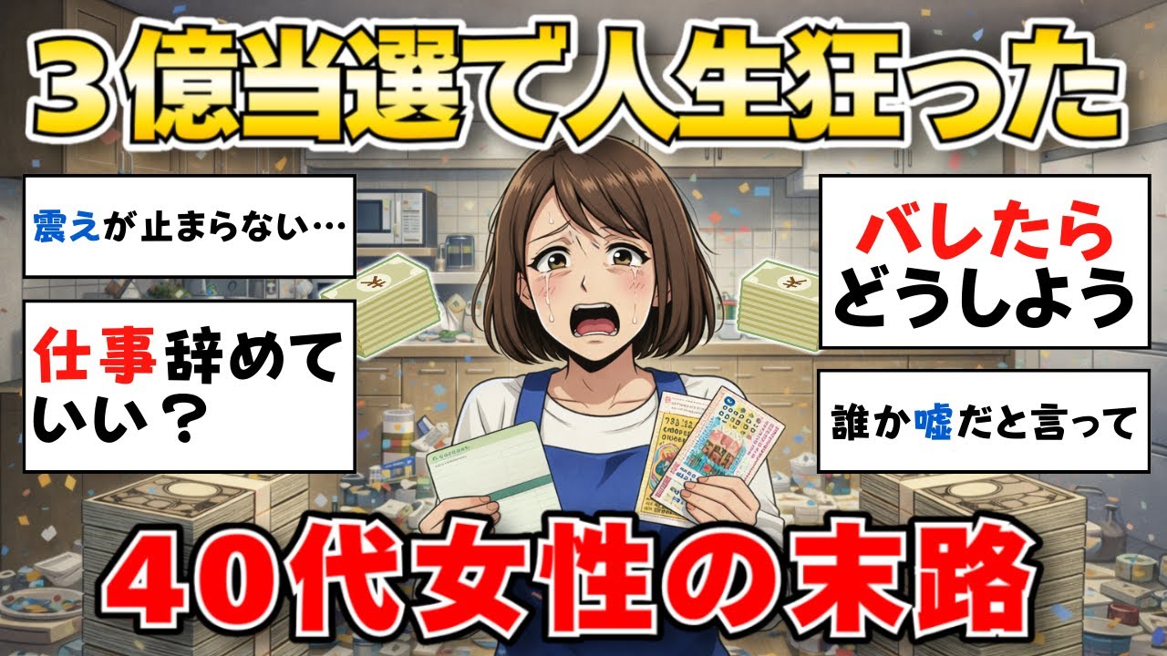 【ガルちゃん有益】宝くじ3億円当選で人生バラ色は嘘？40代独身女性の転落と誤算【ガルちゃん雑談】