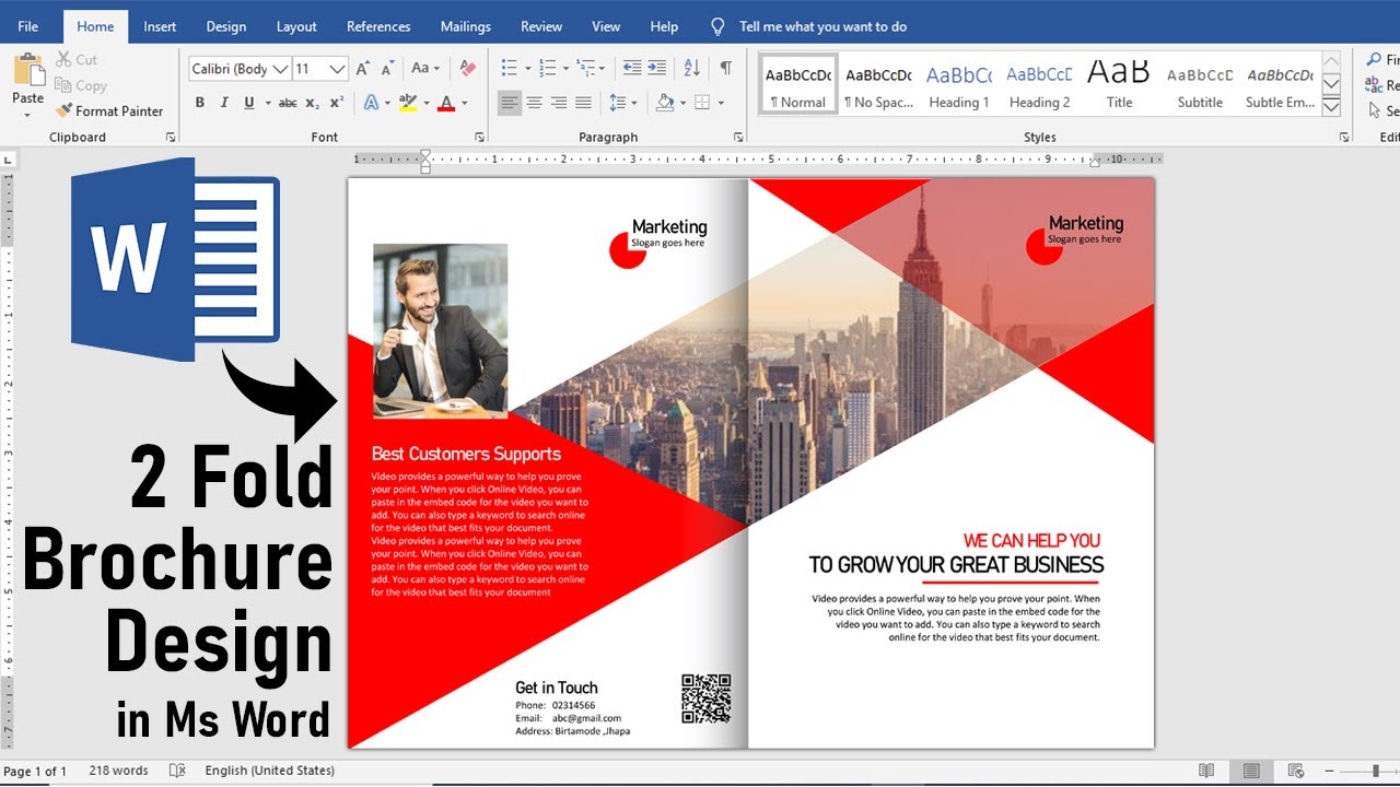 2 Fold Professional Brochure Design in Microsoft word | Brochure Design ...