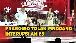 Prabowo Tolak Pinggang Usai Interupsi Anies di Debat Ketiga Pilpres 2024, Ganjar Pilih Mundur