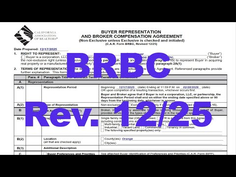 NEW California Buyer Representation Form BRBC C A R Dec 2025 Update FullTutorial 2026 