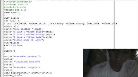 toturial c++ pembuatan aplikasi menu pilihan switch case  oleh ANIN RODAHAD 12131307 STMIK ELRAHMA