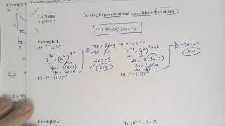 7 6 Solving Exponential and Log Equations