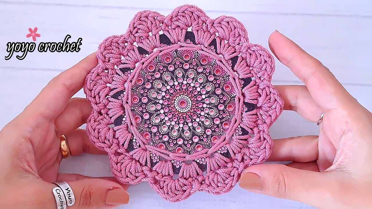 كروشية اطار لتزيين كوستر خشب أو قاعدة خشبيه .. خطوة بخطوة - Amazing crochet