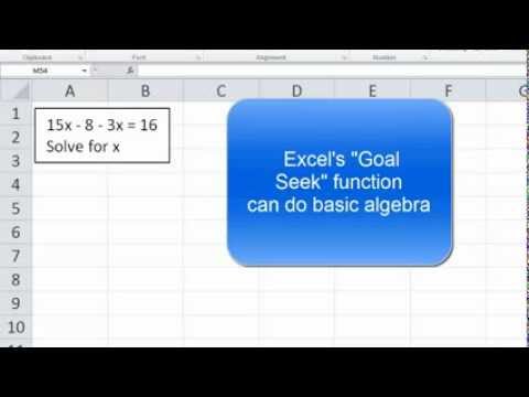 Basic algebra with Excel