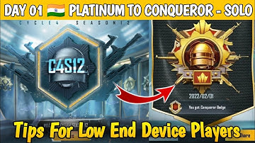 🇮🇳 DAY 01 - PLATINUM TO CONQUEROR IN BGMI C4S12 😍 SOLO RANK PUSH TIPS AND TRICKS ✅