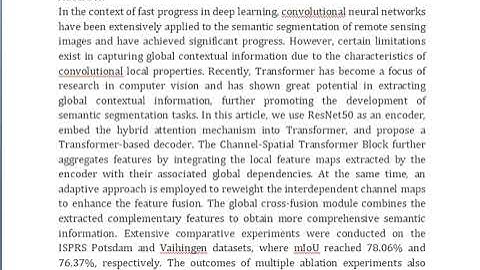 Hybrid Attention Fusion Embedded in Transformer for Remote Sensing Image Semantic Segmentation