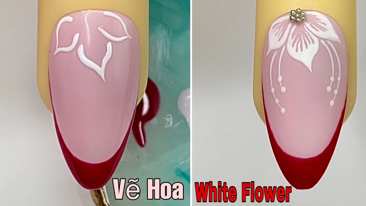 Elegant Flower Nail Art Step-by-Step For Beginner 💖Vẽ Hoa💅 New Nails Design 💝 New Nails