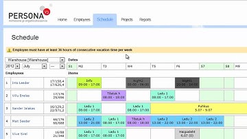 Web-based shift schedule software Persona Planner