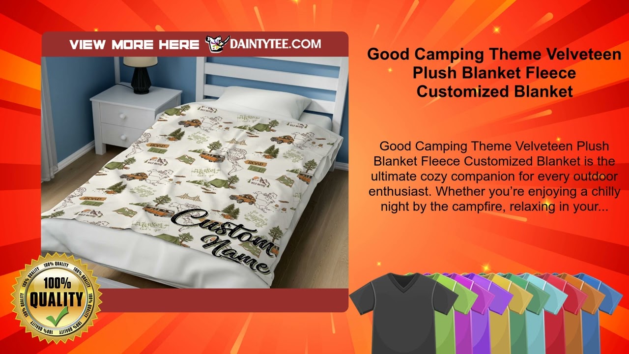 Good Camping Theme Velveteen Plush Blanket Fleece Customized Blanket