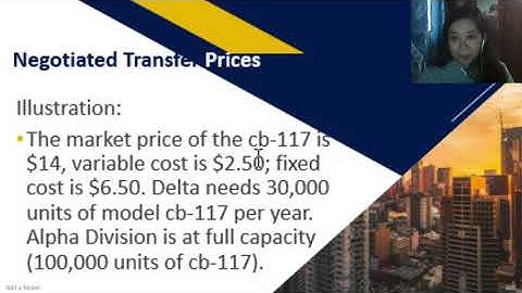 Setting Transfer Price   Negotiated Transfer Price