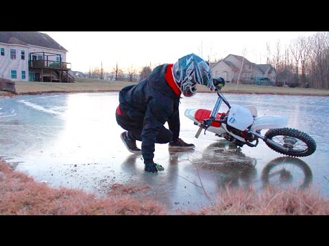 PIT BIKE ICE RIDING FAIL!!!