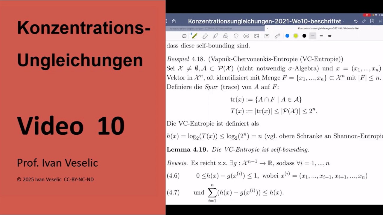 Vorlesung Konzentrationsungleichungen (Video 10)
