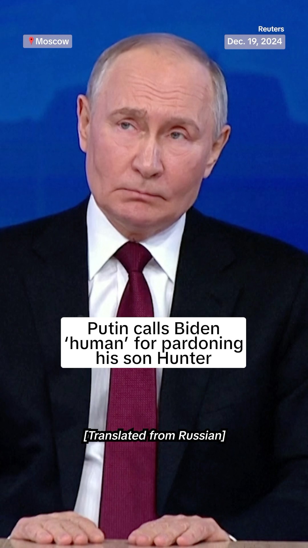 Putin calls Joe Biden ‘human’ for pardoning his son, Hunter Biden.