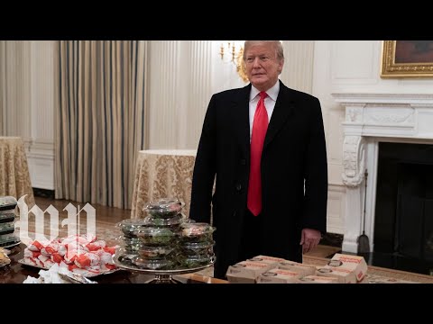 All American Stuff Watch Trump Welcome The Clemson Tigers With A Fast Food Buffet