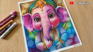 Ganesha Chaturthi Drawing with Oil Pastels Part-2 | Easy Step-by-Step Tutorial for Stunning Result