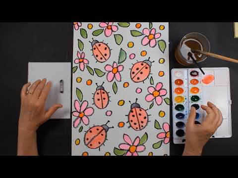 How to Draw and Paint LADYBUGS in the GARDEN Step-By-Step for Beginners Timelapse