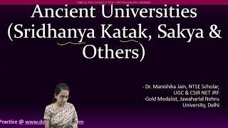 Ancient Universities: Sridhyana Kathak, Sakya, Taxshila | UGC NET Paper 1 2024 Based on 2023 Papers