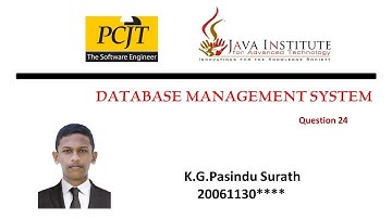 Java Institute | Database Management System | Question 24 | K.G.Pasindu Surath