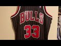 Mitchell & Ness Black Pinstriped Chicago Bulls Scottie Pippen Swingman Jersey - A Closer Look