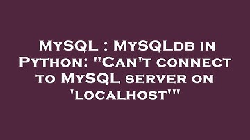 MySQL : MySQLdb in Python: "Can