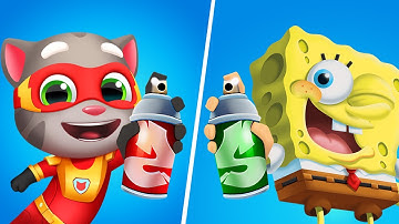 Talking Tom Cat vs SpongeBob SquarePants, Talking Tom Hero Dash Gameplay, My Talking Tom Friends